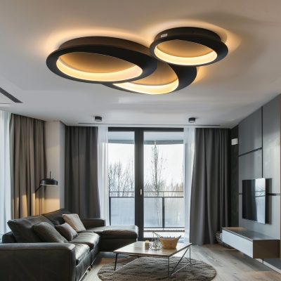 Elegancki duży plafon sufitowy z nowoczesnym designem i energooszczędnym oświetleniem LED, idealny do oświetlenia przestronnych wnętrz, takich jak salon, jadalnia czy biuro, zapewniający jasne i równomierne światło, doskonały do stylowych aranżacji