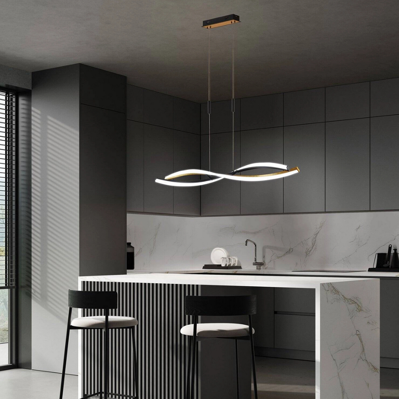 Lampy nad wyspę kuchenną – wysokości, rozstawy, moce
