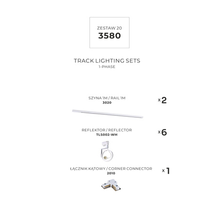 ZESTAW 20 SZYNOPRZEWODY WHITE JEDNOOBWODOWY (3580) - Zuma Line