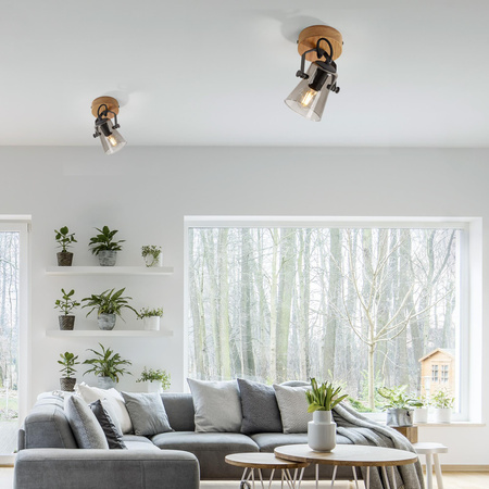 GREEN LANGSTRÖM LAMPA SUFITOWA/ KINKIET CZARNY/DREWNO (11447-79) - Paul Neuhaus