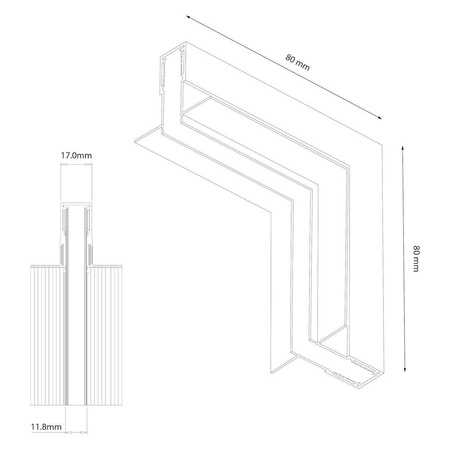 Narożnik L góra dół magnetic track 10mm (ML2183) - Milagro