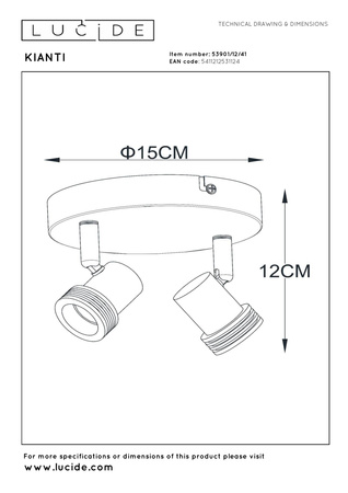 Lampa sufitowa plafon z reflektorkami KIANTI (53901/12/41) - Lucide