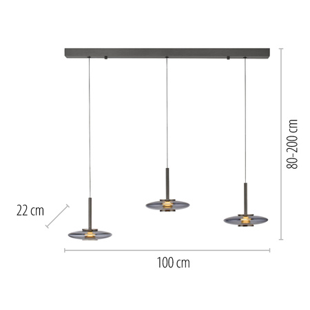 Ściemnialna lampa nad stół z płynną regulacją wysokości PURE VITRUM SZARY (2083-15) - Paul Neuhaus