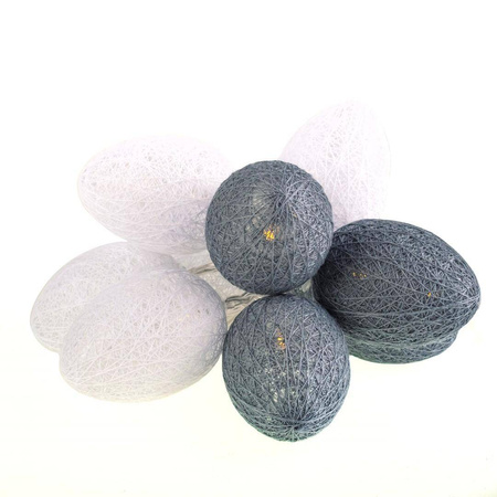 BAWEŁNIANE JAJKA WIELKANOCNE LED BIŁO-SZARE (EKD4918) - Eko-Light