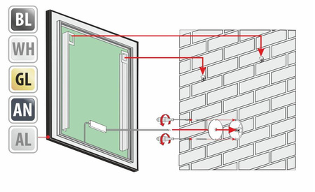 Lustro prostokątne ASTON PLUS w ramie z oświetleniem LED - MCJ