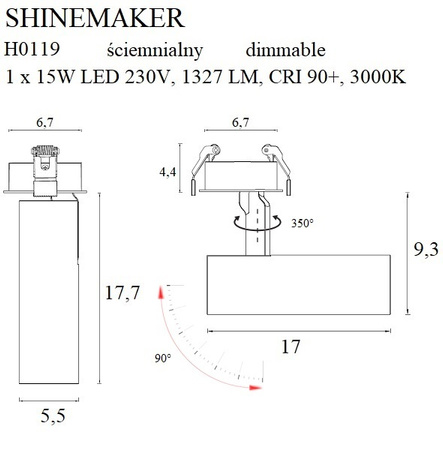 Lampa wpuszczana SHINEMAKER ściemnialna (H0119) - Maxlight