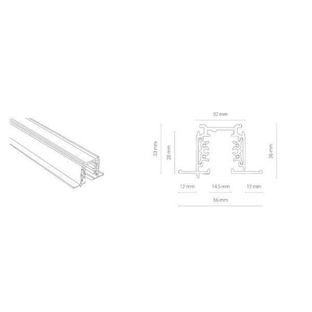 8693   CTLS RECESSED TRACK, 3 CIRCUIT, WHITE, 1M (8693) - Nowodvorski