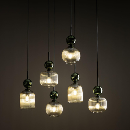 SOPHIA GREEN COGNAC LAMPA WISZĄCA 6XE14 (11150) - TK Lighting