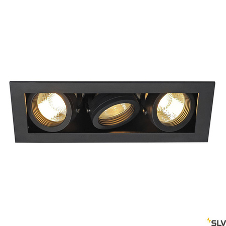 KADUX 3, lampa wpuszczana, trzypunktowa, QPAR51, prostokątna, czarna matowa, maks. 150W, ze sprężynami zaciskowymi (115530) - SLV