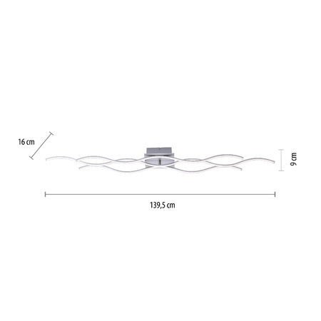 WAVE LAMPA SUFITOWA STALOWY (15167-55) - Paul Neuhaus