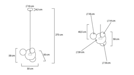 Lampa wisząca CAPRI 4 złota - 60 LED, aluminium, szkło (XCP9148-1A) - King Home
