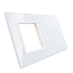 Podwójna biała ramka szklana z miejscem włącznika dotykowego (702G-61) LIVOLO