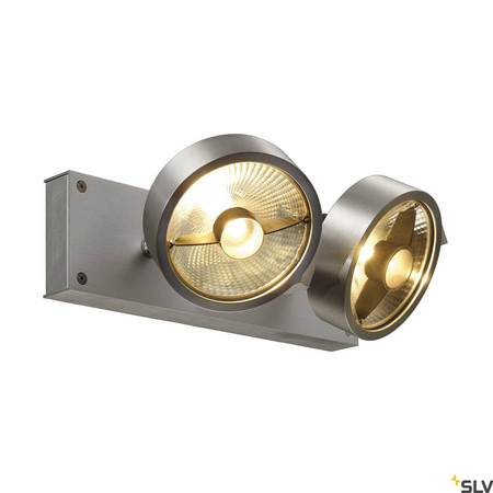 KALU, lampa ścienna i sufitowa, dwupunktowa, QPAR111, okrągła, szczotkowane aluminium, maks. 150 W (147316) - SLV