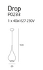 Lampa wisząca Drop kol. Czarny (P0233) Maxlight - żyrandol