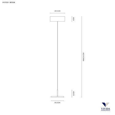 Lampa Wisząca MYSTERY Ø 13 cm (0073.30.NE WN) - Vivida