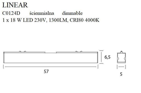 Lampa sufitowa LINEAR ściemnialna 57 cm (C0124D) - Maxlight