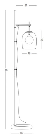 FLOOR LAMP G9 SMOKE GLASS BLACK MARBLE (22053 Zambelis) - Zambelis