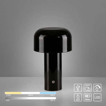 Przenośna, ładowalna lampa AGNES czarna (19190-18) - Paul Neuhaus