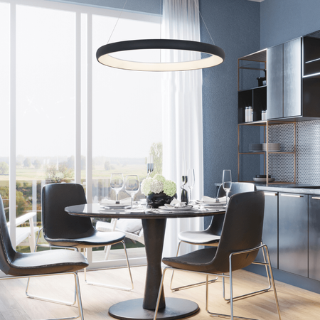 PENDANT LIGHT 60W 3000K ALUMINUM & ACRYLIC 3600LM DIMMABLE SANDY BLACK (2060 Zambelis) - Zambelis