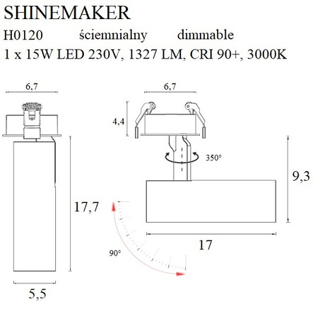 Lampa wpuszczana SHINEMAKER ściemnialna (H0120) - Maxlight