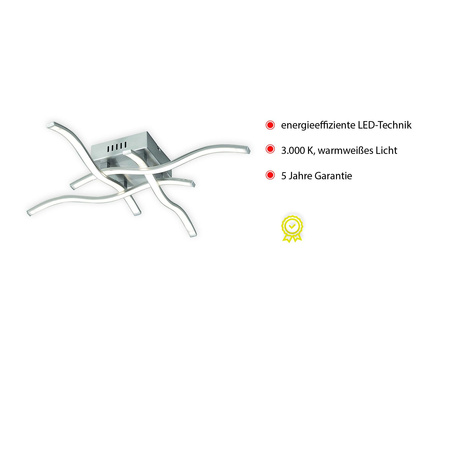 WAVE LAMPA SUFITOWA STALOWY (15131-55) - Paul Neuhaus