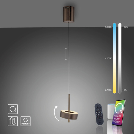 Lampa sterowana Smart Q-ROTATE CIEMNOMETALOWO-BRĄZOWY (2247-34) - Paul Neuhaus