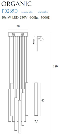Lampa wisząca ORGANIC złoto szczotkowane (P0524D) - MAXLIGHT