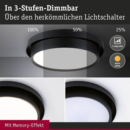 Plafoniera MALIK LED DIM 2700K IP20  czarny matowy Ø 28 (PL96780) - PAULMANN