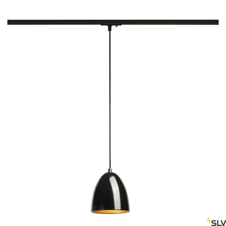 PARA CONE 14, lampa wisząca, LED GU10 51 mm, okrągła, kolor czarny/złoty, Ø/W 13,3/14, z adapterem 1-fazowym czarnym (143990) - SLV
