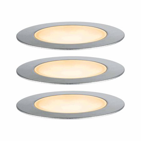 Oprawa wpuszczana Plug & Shine FLOOR zestaw 3x2W 2200K IP67 24V srebrny / stal nierdzewna (PL94722) - PAULMANN