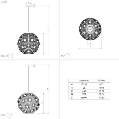 Lampa wisząca SKOURA 1 czarna (39619) - EGLO