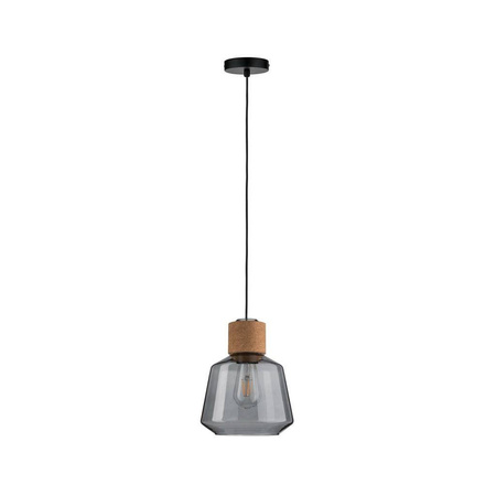 Neordic Elia Lampa wisząca max. 1x20W E27 230V Szkło przydymione/Korek (PL79739) - PAULMANN