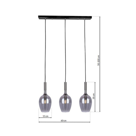 Lampa wisząca LUGANO SMOKED 3 (ML8814) - Milagro