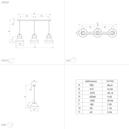Lampa wisząca ESTEPONA szara (390227) - EGLO