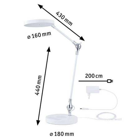 Lampka na biurko ściemnialna ładowana USB NUMIS QI LED DIM biała (PL78011) - PAULMANN