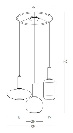 PENDANT 3XE27 METALGLASS SANDY BLACK GOLD MATT (22150 Zambelis) - Zambelis
