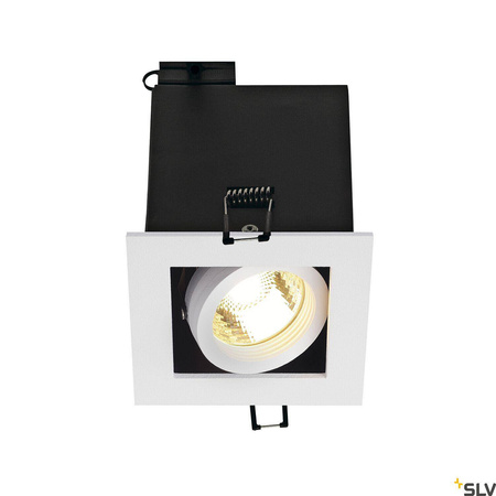 KADUX 1, lampa wpuszczana, jednopunktowa, QPAR51, kwadratowa, biała matowa, maks. 50W, ze sprężynami zaciskowymi (115511) - SLV