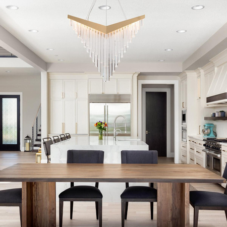 Żyrandol Vivien - Szczotkowane złoto (QN-VIVIEN-P-L-BG) - Quintiesse