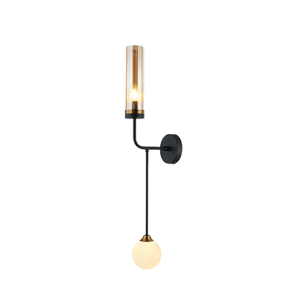 WALL LAMP G9 +E27 OPAL GLASS BLACK - ANTIQUE BRASS (22054 Zambelis) - Zambelis