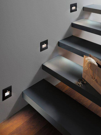 Oprawa przyschodowa EDGE LED czujnik ruchu i zmierzchu kwadrat 1x1,2W 120lm 2700K 230V czarny matowy / tworzywo sztuczne (PL93135) - PAULMANN