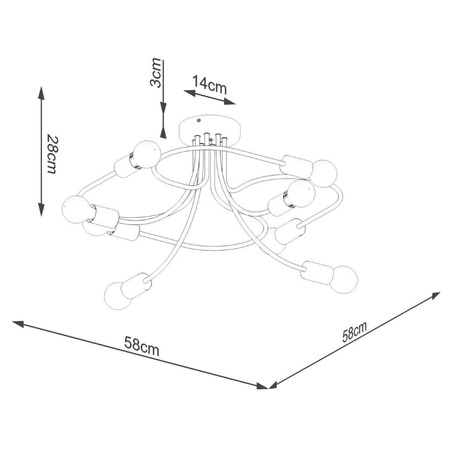 Żyrandol LEVAR 8 czarny (SL.1457) - Sollux Lighting