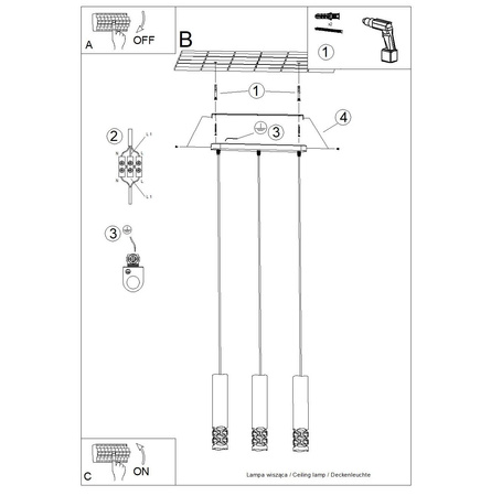 Lampa wisząca LIRO 3L biały (SL.1693) - Sollux Lighting
