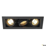 KADUX 3, lampa wpuszczana, trzypunktowa, QPAR51, prostokątna, czarna matowa, maks. 150W, ze sprężynami zaciskowymi (115530) - SLV