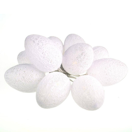 BAWEŁNIANE JAJKA WIELKANOCNE LED BIAŁE (EKD3937) - Eko-Light