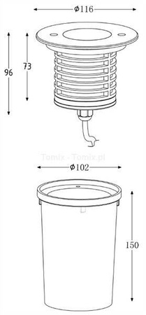 Lampa do montażu w podłożu fi116 3000K (D730255)