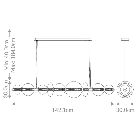 Lampa wyspowa Atomo - 7 źródeł światła - Szczotkowane złoto (QN-ATOMO-LP7-BG) - Quintiesse