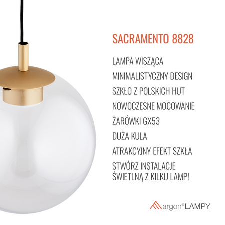 Pojedyncza lampa wisząca  SACRAMENTO (8828) - Argon