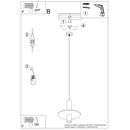 Lampa wisząca PELTA 1 czarna/żółta (SL.1883) - Sollux Lighting
