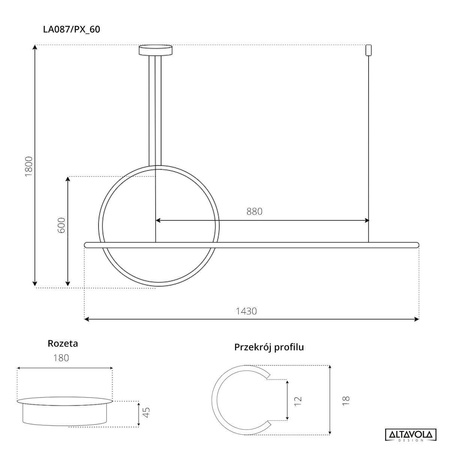 Lampa wisząca LINEA No.2 Φ60 cm czarna 4k Altavola Design (LA087/PX_60_4k_black ) - ALTAVOLA DESIGN
