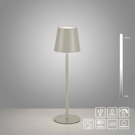 Przenośna LAMPA STOŁOWA USB EURIA SZARA (19250-40) - Paul Neuhaus